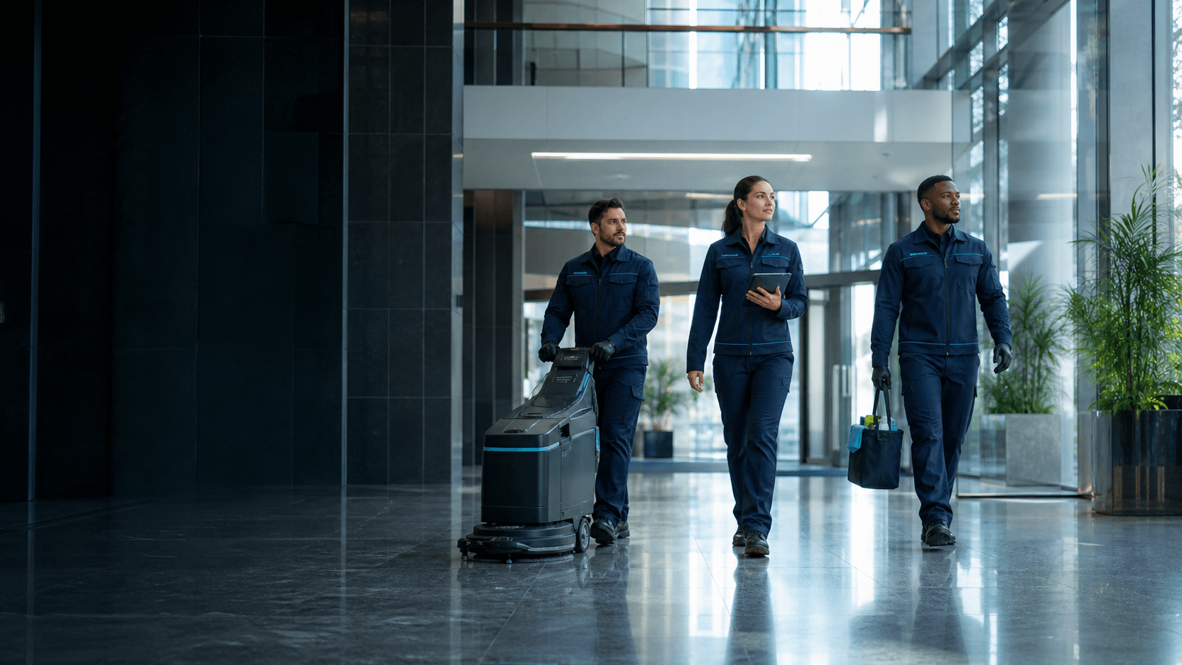 Professionell gereinigtes Gewerbegebäude
