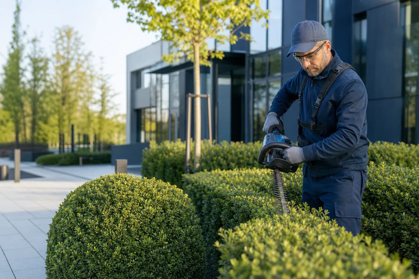 Professionelle Pflege einer gewerblichen Grünanlage